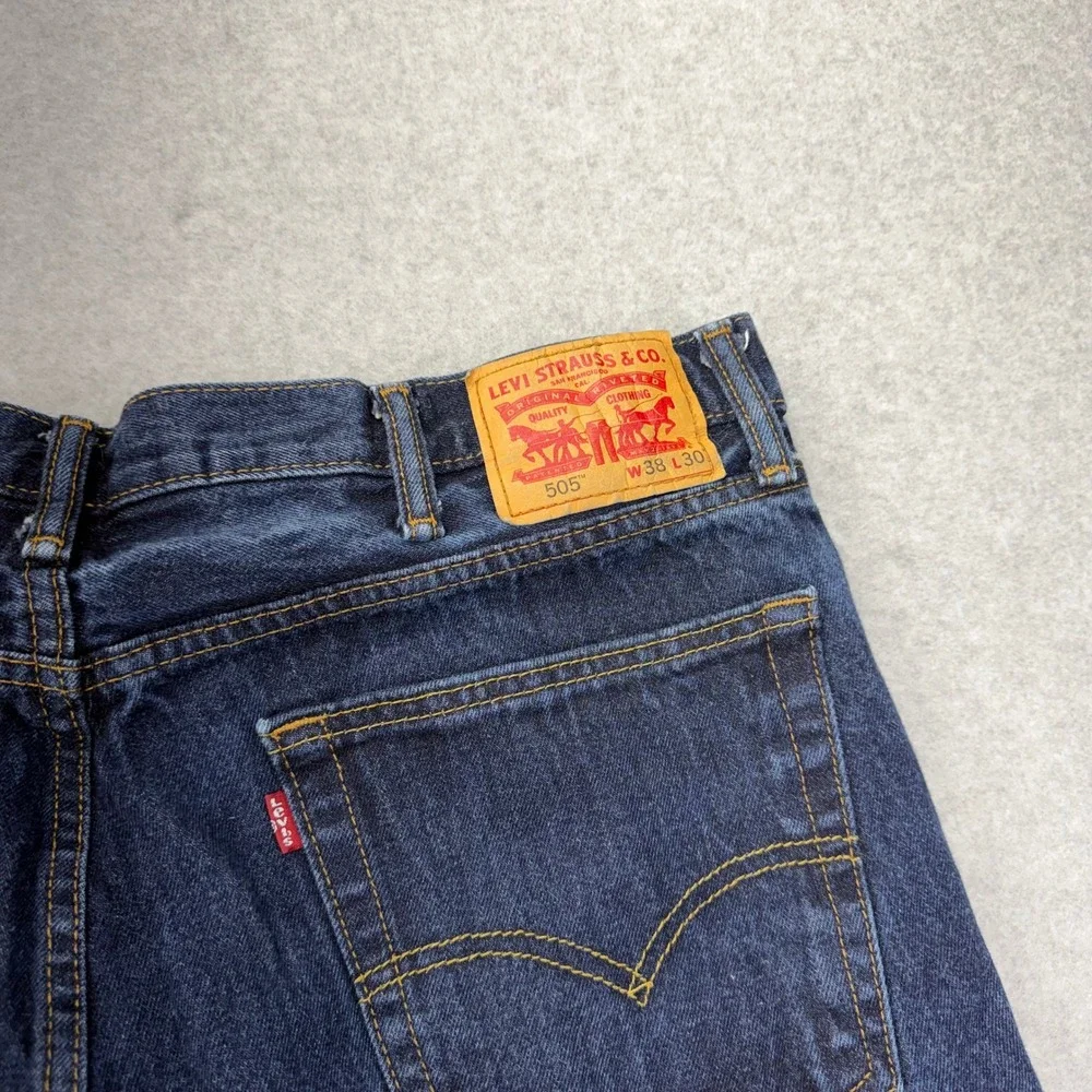 Levi Strauss 505 Dark Wash Straight Leg Denim Jeans Mens W38‎ L30
